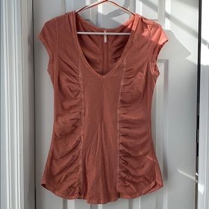 Free People orange mock sleeve top